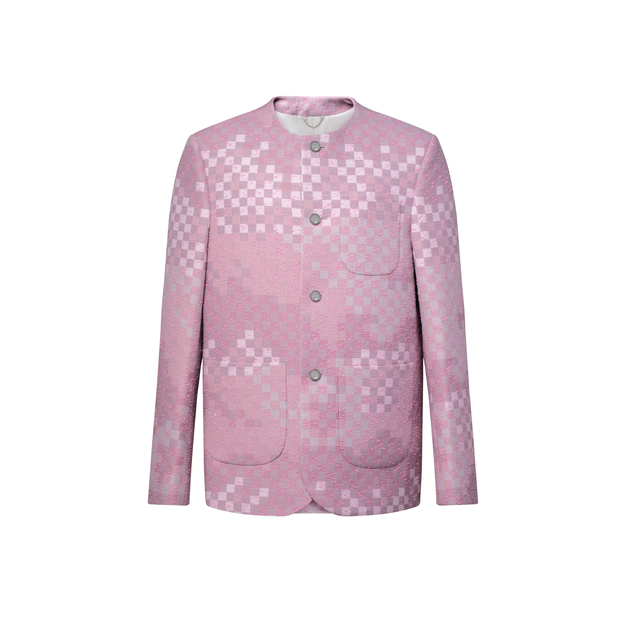 Louis Vuitton ピンク ツイードジャケット Damoflage Collarless Tweed Jacket - Ready-to-Wear | LOUIS